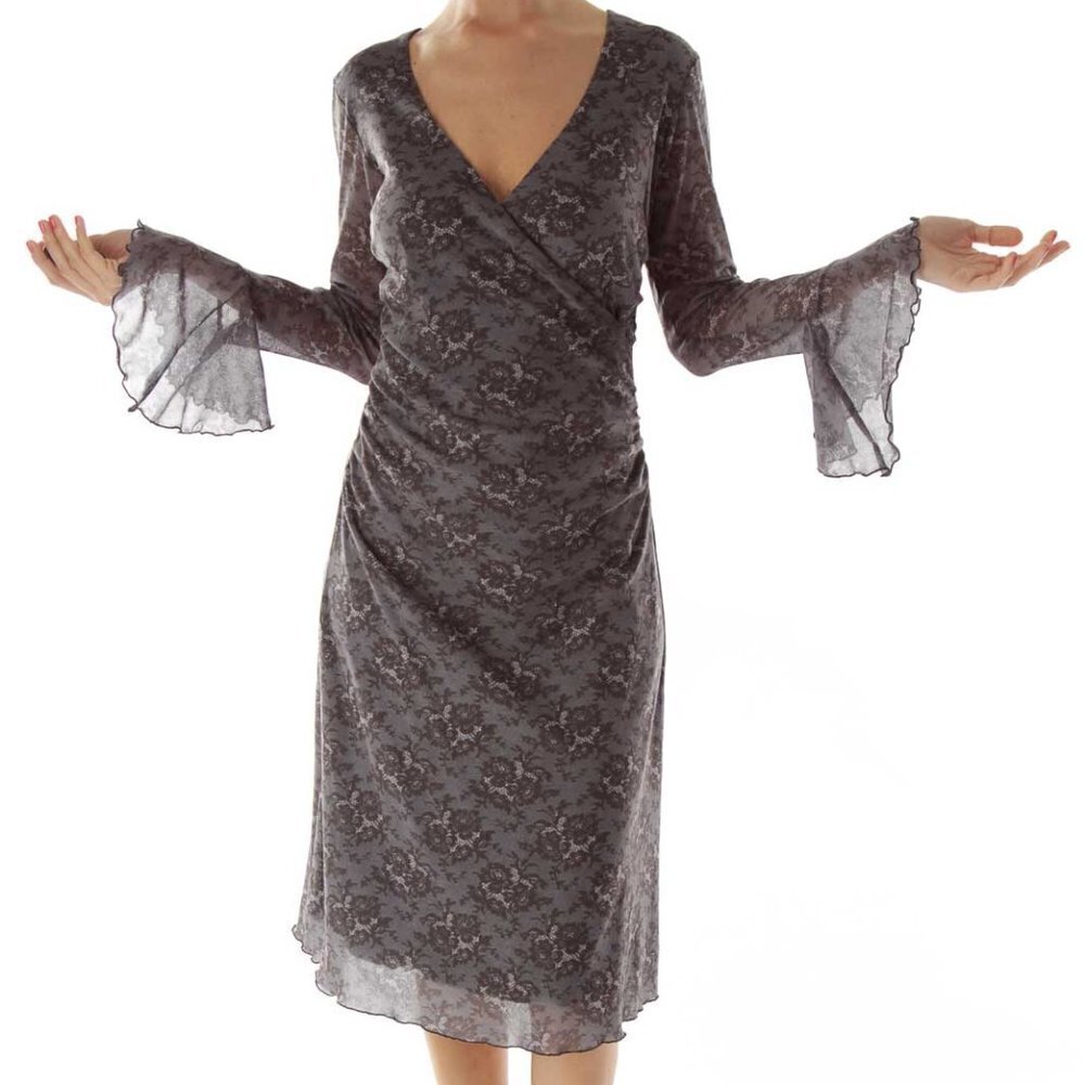 Weston Wear Gray Black Bell Sleeve Day Dress - Picture 2 of 3